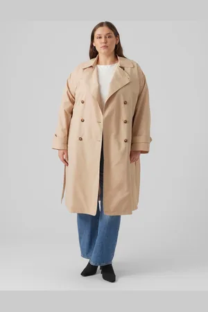 Vero Moda double breasted trench coat in pale khaki