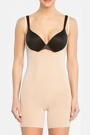 Spanx Firm Control Open Bust Mid Thigh Bodysuit -Soft