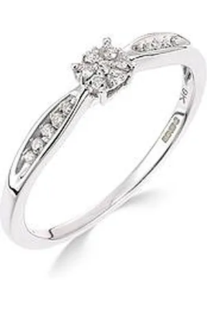 Love Diamond 9Ct White Gold 10 Point Diamond Cluster Ring