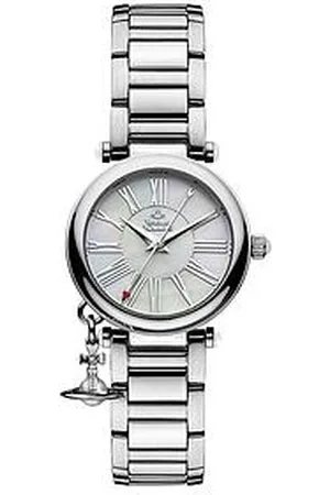 Vivienne Westwood Mother Orb Mother Of Pearl And Silver Detail Dial With Charm Stainless Steel Bracelet Ladies Watch