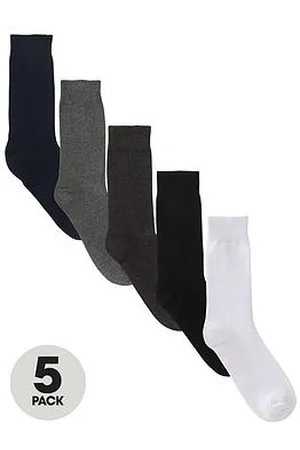 Very Man Plain Socks - White/Black/Charcoal/Grey Marl/Navy