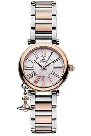 Vivienne Westwood Mother Orb Mother Of Pearl And Rose Gold Detail Dial With Charm Two Tone Stainless Steel Bracelet Ladies Watch