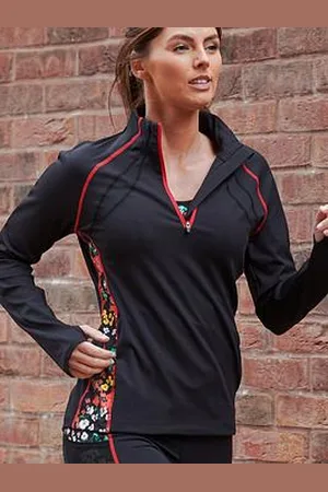 Pour Moi Energy Long Sleeved Half Zip Printed Running Top