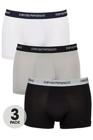 Emporio Armani 3 Pack Emporio Waistband Stretch Cotton Trunks - Multi