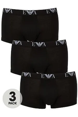 Emporio Armani 3 Pack Eva Waistband Stretch Cotton Trunks