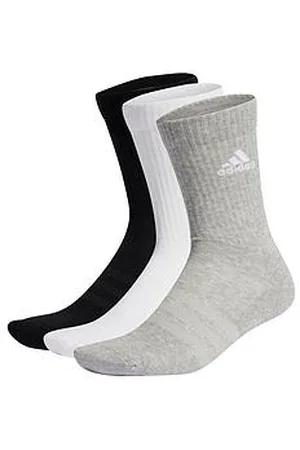 adidas Unisex 3 Pack Cushioned Crew Socks - White/Grey