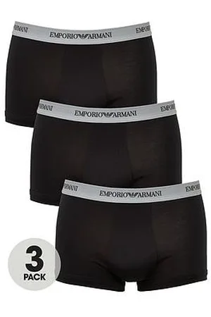 Emporio Armani 3 Pack Emporio Waistband Stretch Cotton Trunks