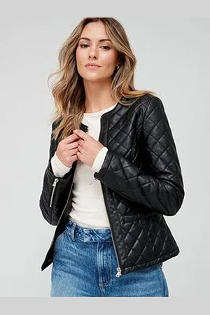 Very Faux Leather Quilt Trophy Jacket