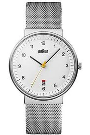 von Braun Gents Qa Stainless Steel Case White Dial Stainless Steel Mesh Strap