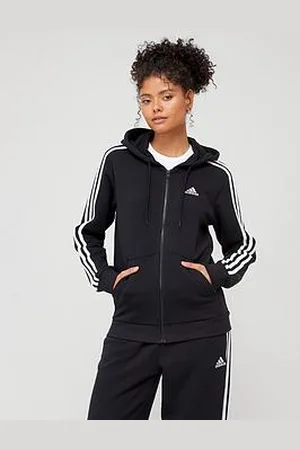 adidas Womens 3 Stripe Full Zip Hoodie