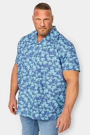 BAD RHINO Palm Tree Poplin Resort Shirt