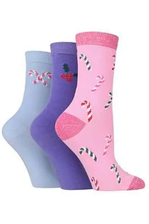 Wild Feet 3Pk Xmas Hanging Gift Crew Socks Candy Canes