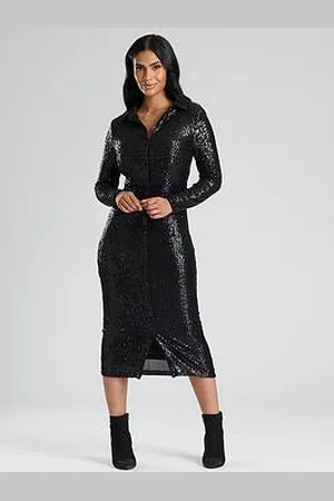 Finding Friday Sequin Midi Shirt Dress