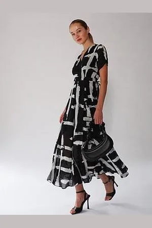 Religion Wrap Maxi Dress - Black/White