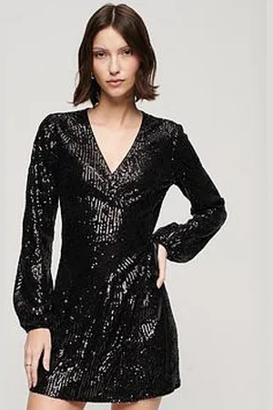 Superdry Sequin Wrap Mini Dress