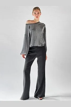 Religion Off The Shoulder Karla Top In Slinky Metallic Jersey