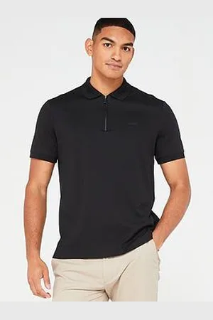 Calvin Klein Smooth Cotton Zip Neck Polo Shirt