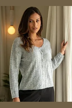 Pour Moi Leah Reversible Pointelle Button Through Knit Jumper