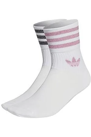 adidas Womens 2 Pack Glitter Crew Socks - Multi