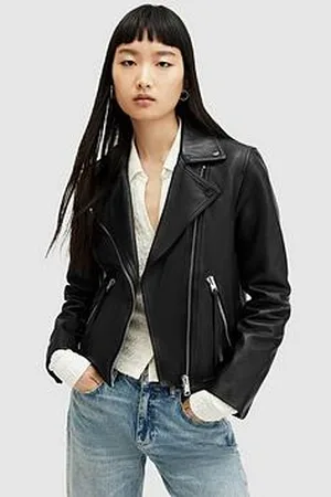 AllSaints Dalby Regular Fit Leather Biker Jacket