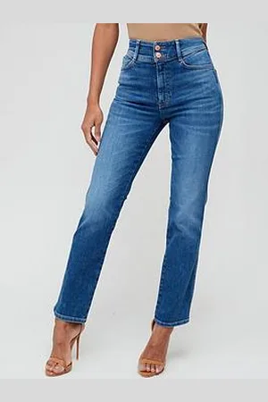Very Short Sculpt Straight Fit Jeans With Stretch - Midi Wash
