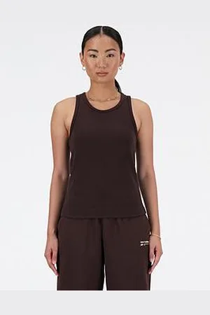 New Balance Womens Linear Heritage Rib Knit Racer Tank