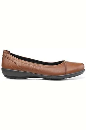 Hotter Robyn Ii Wide Fitting Leather Ballerina Shoes - Rich Tan