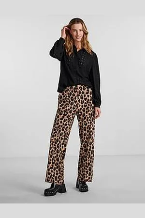 Pieces® Leopard Print High Waist Trousers
