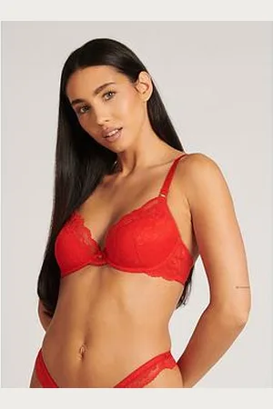Boux Avenue Red/Black Underwire Padded Sexy Lace Overlay Harness