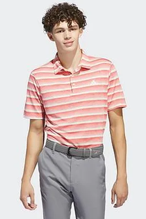 adidas Mens Golf Two Color Stripe Polo-Scarlett - Multi