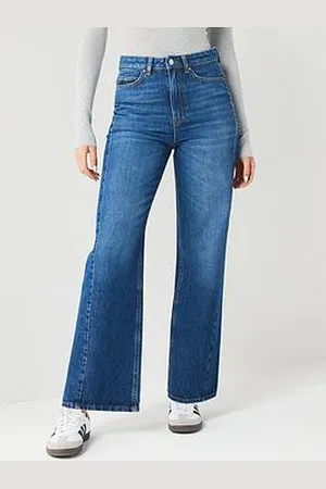 Very Displaced Seam Wide Leg Jeans - Blue