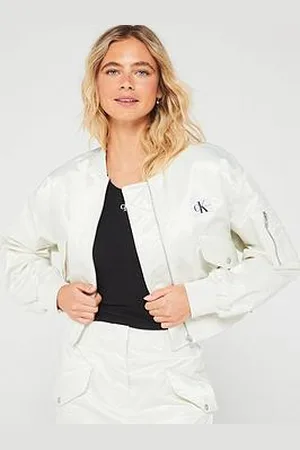 Calvin Klein Zipped Lightweight Bomber Jacket - White