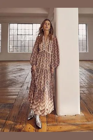 mint&berry Neutral Print Boho Maxi Dress