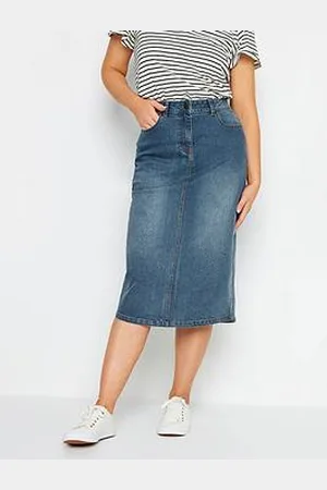 M&Co Petite Midwash Midi Denim Skirt