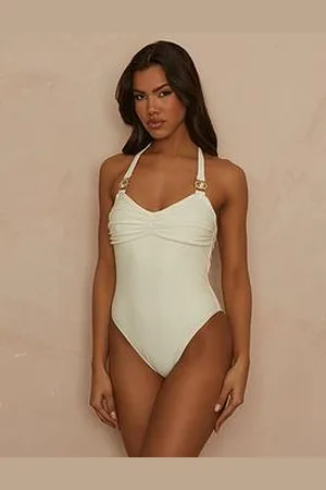 Moda Minx Amour Ruched Swimsuit In Coconut