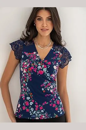Pour Moi Julie Slinky Jersey Lace Trim Wrap Top