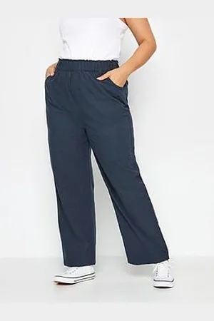 Yours Curve Cool Cotton Wide Leg Navy