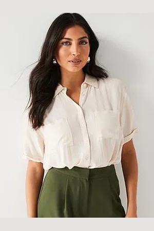 Very Short Sleeve Crinkle Longline Shirt