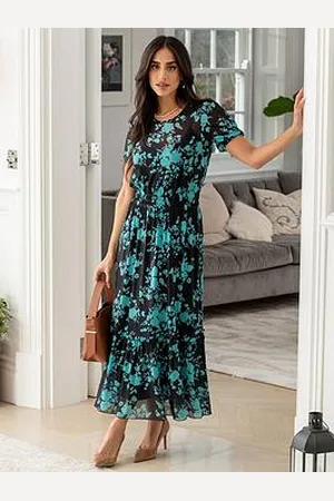 Pour Moi Annie Puff Sleeve Stretch Mesh Midaxi Dress