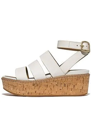 FitFlop Eloise Leather/Cork Strappy Wedge Sandals - Urban