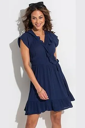 Pour Moi Crinkle Frill Wrap Beach Dress With Lenzing&Trade; Ecovero&Trade; Viscose Fibres