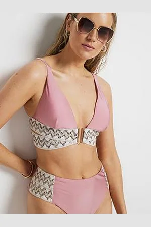 River Island High Apex Elastic Bikini Top - Medium