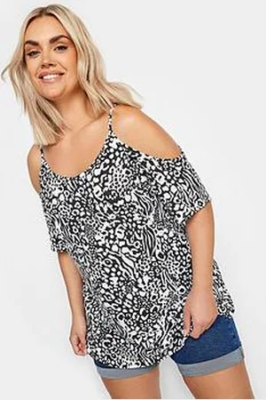 Yours Curve Strappy Cold Shoulder Mono Mixed Animal