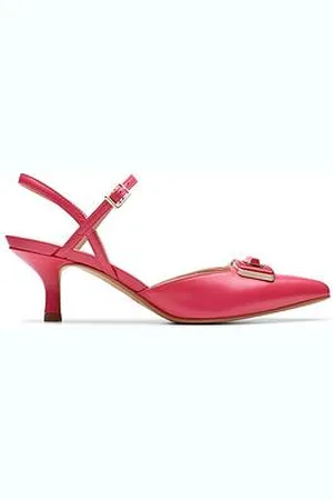 Clarks Violet55 Strap Leather Sling Back Shoes - Bright