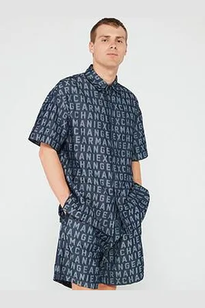 Armani Exchange Allover Print Regular Fit Short Sleeve Shirt