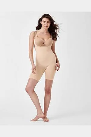 Spanx Everyday Shaping Open Bust Mid Thigh Bodysuit - Soft Nude