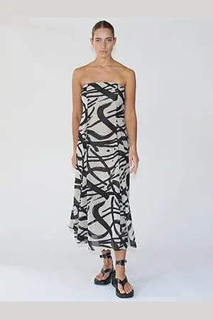 Religion Bandeau Midi Dress - Taupe