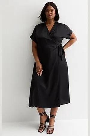 New Look Curves Satin Midi Wrap Dress