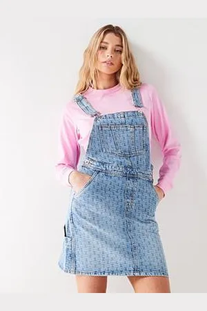 HUGO BOSS Garli All Over Logo Denim Pinafore Dress