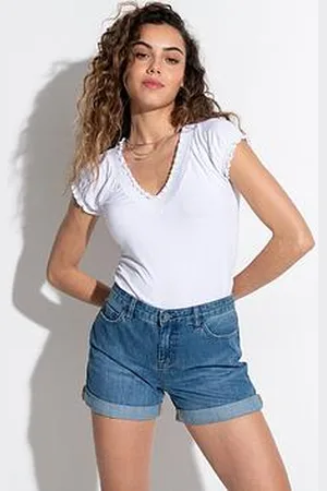 Pour Moi Payton Contrast Stitch Cap Sleeve Stretch Jersey Top